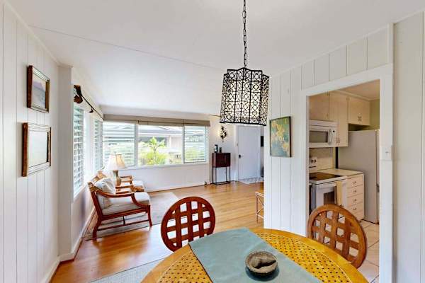 Bright dining area welcomes every meal with beautiful natural light throughout daily
