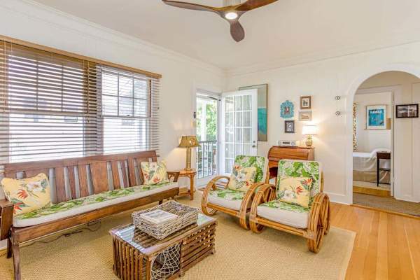 Relax in Cottage A's welcoming living room after memorable adventures every day