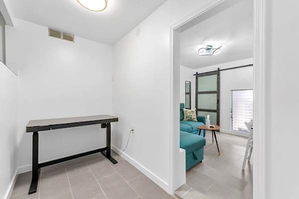 Workspace with desk for remote work