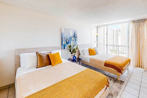Rest easy in this bright and inviting space featuring two Queen beds
