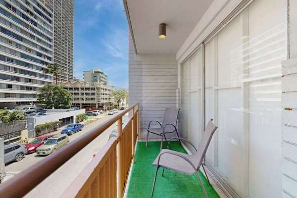 Elevate your stay with a cozy outdoor space featuring scenic views of the city.
