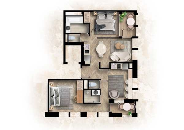 Opera - 2 Bedroom / 2 living rooms Balcony apart.