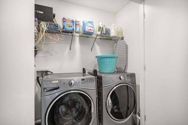 Washer and dryer are easy to use and convenient for longer stays.
