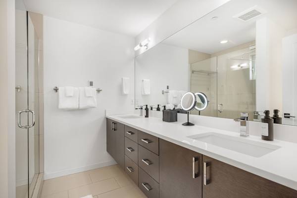 Get ready side by side or take your time. Plenty of counter space and storage.