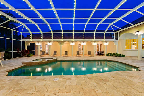 Pool Area with Beautiful Lights
