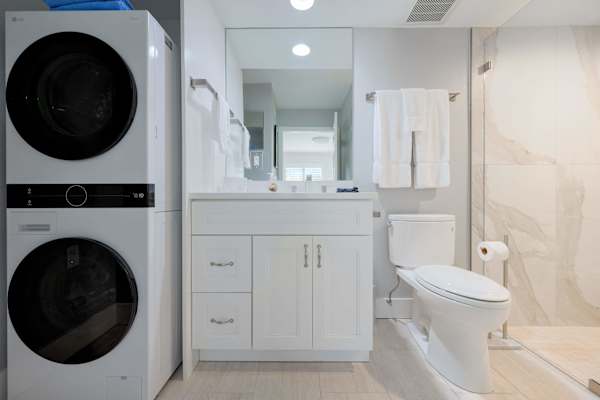Freshly Renovated, Modern Bathroom & Laundry Area