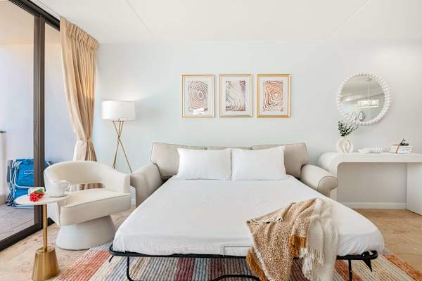 Pull-out sleeper sofa in the living room