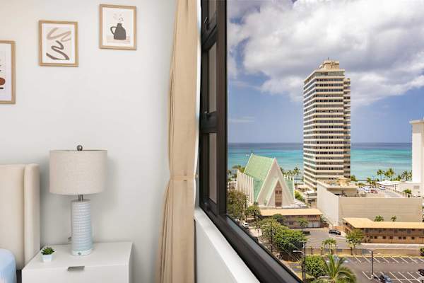 Enjoy the stunning ocean view from your bedroom.