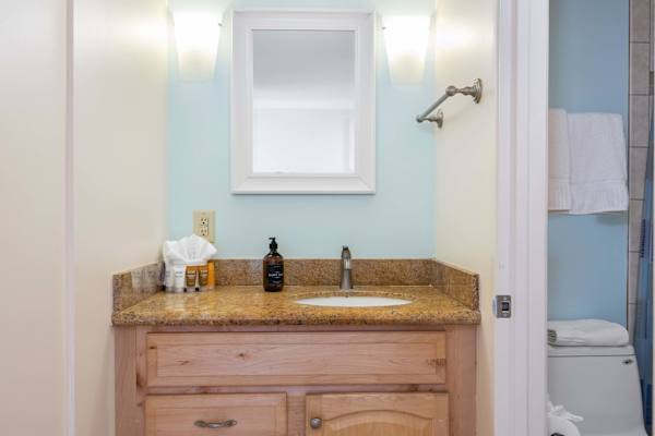 Toiletries and bathroom essentials are also provided for guests' convenience.
