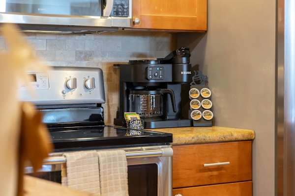 Start your mornings right with a fresh cup from the in-unit Keurig coffee maker.