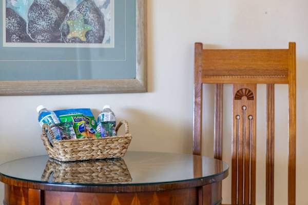 Enjoy this simple but thoughtful complimentary snack basket to welcome your stay
