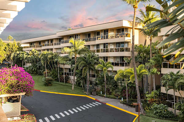 Enjoy a quick walk while gazing at the beauty of the Maui Banyan building with the sunset and nature as it backdrop