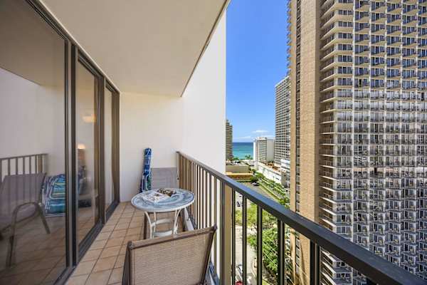 Balcony with partial ocean view