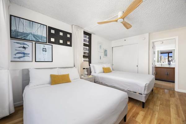 Your bedroom has a closet for storage and easy access to the bathroom