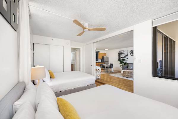 Your bedroom has a queen and a full-size bed