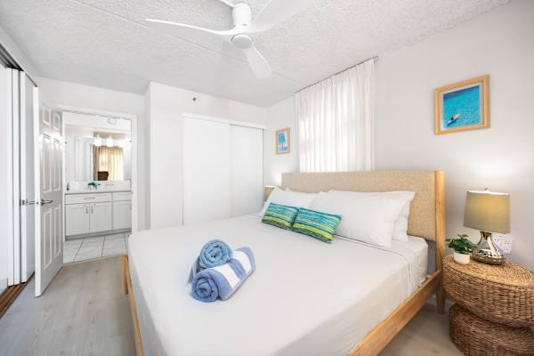 Your bedroom has quick access to the bathroom.