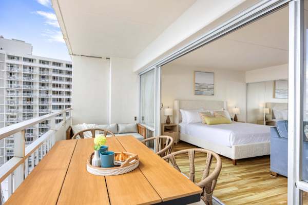 Sip your morning coffee on a private balcony while enjoying the mix of ocean and city views, all while soaking in the cool island breezes.