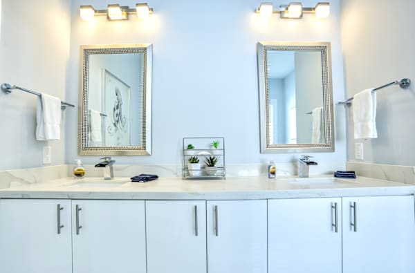 Spacious Bathroom With Walk-In Shower; Freestanding Bathtub; Double Vanity;  Private Enclosed Toilet