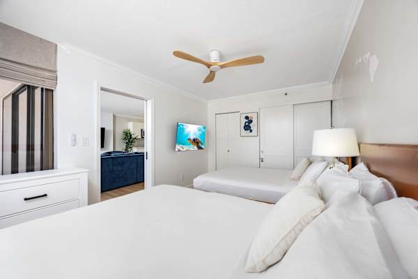 Your bedroom is separated from the living area by a sliding door