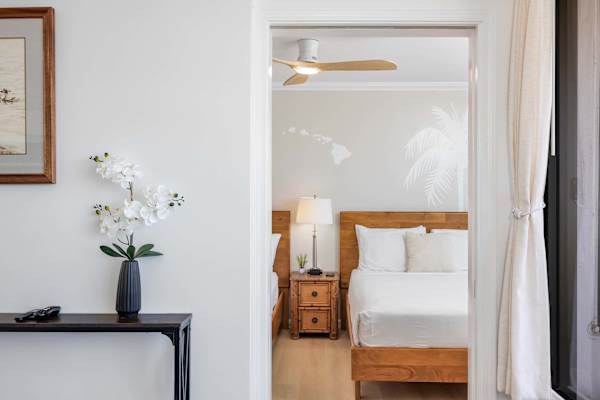 Your bedroom is separated from the living area by a sliding door
