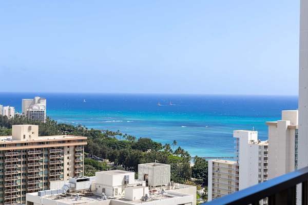 A distant view of the ocean from your balcony!