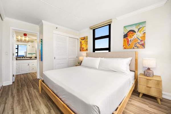 Your bedroom has easy access to the bathroom.
