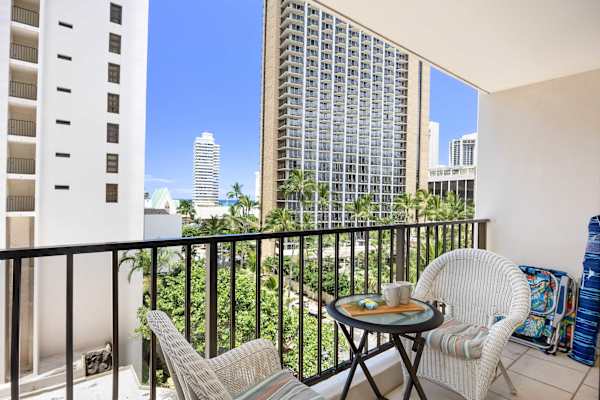 Grab your morning coffee while relaxing on your balcony.