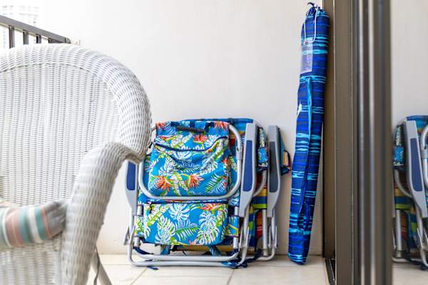 We provide 2 beach chairs, a beach umbrella, a beach mat, and a beach cooler for your beach adventures!