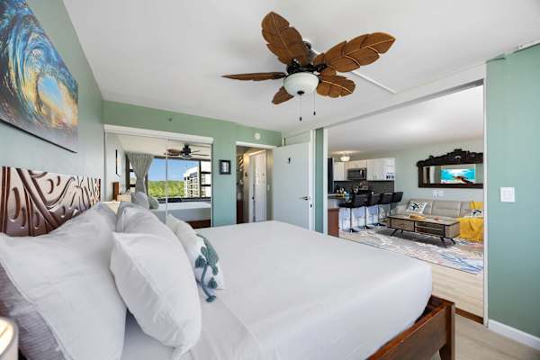 Relax in your bedroom with a king-size bed.