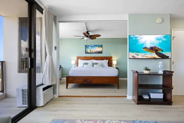 Enjoy watching your favorite show from your 50" smart TV in your living area.