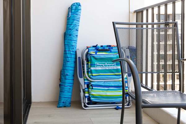 We provide beach essentials ready for your beach day! (2 beach chairs, a beach mat, and a beach umbrella)