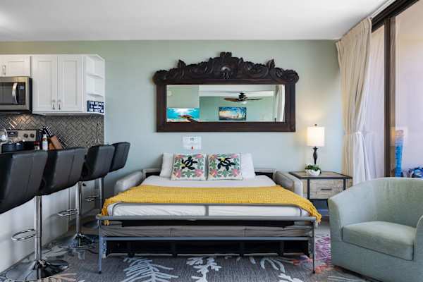 The living area has a sleeper sofa perfect for your relaxation.