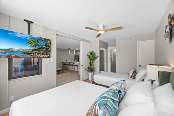 Relax in your bedroom while watching your favorite tv show from your 50" Smart TV. 