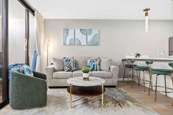 Have a rest in your living area with a sleeper sofa.