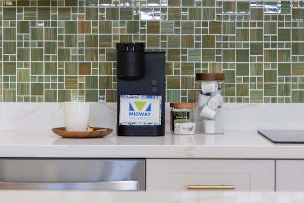 Prepare your morning coffee in your kitchen's coffee station.