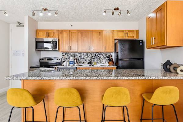 Share meals together in your kitchen bar with 4 bar stools