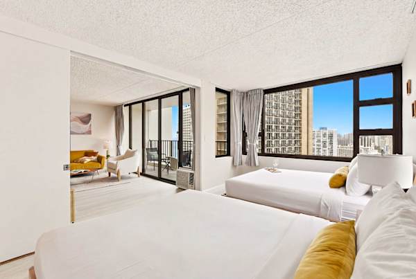 Relax in your bedroom with 2 queen beds