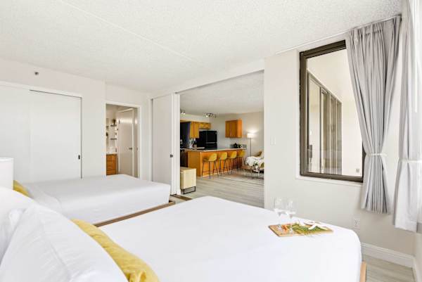 Your bedroom is separated to the living area by a sliding door