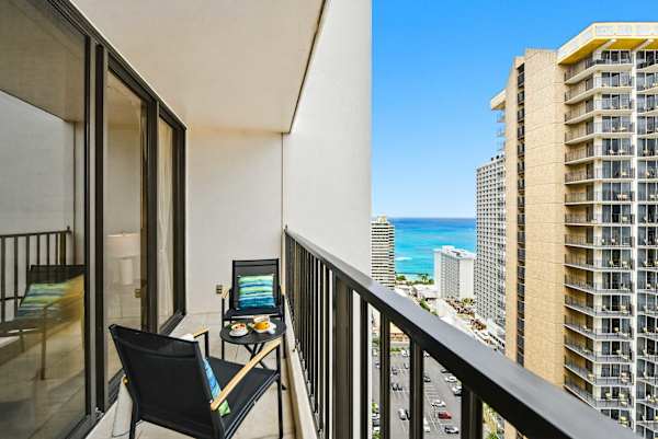 Relax on your balcony while enjoying the partial ocean, city, and mountain views.
