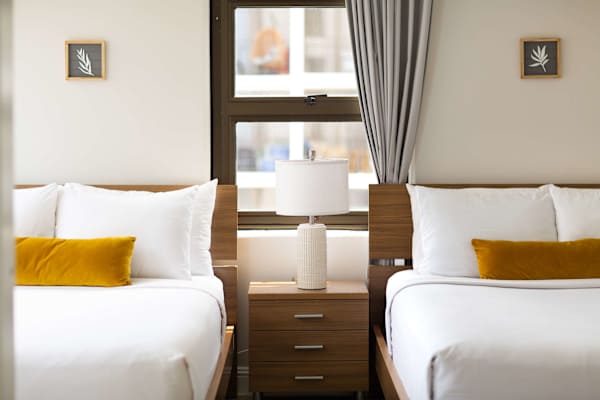 Relax in your bedroom with 2 queen size beds