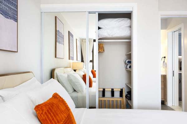Your bedroom has a spacious closet for your things