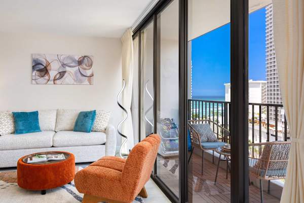 Enjoy the view of the ocean from your balcony