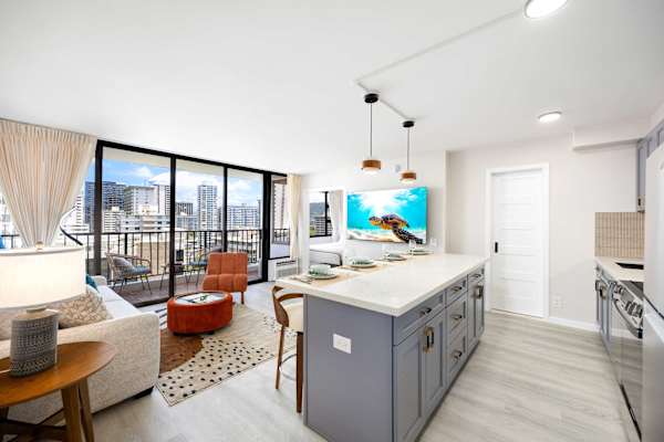 Overview of your kitchen, dining area, and living area