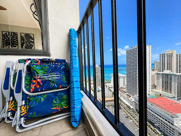 We provide 2 beach chairs, a beach umbrella, and a beach mat for your beach activities