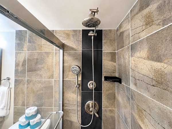 Walk-in shower in the bathroom