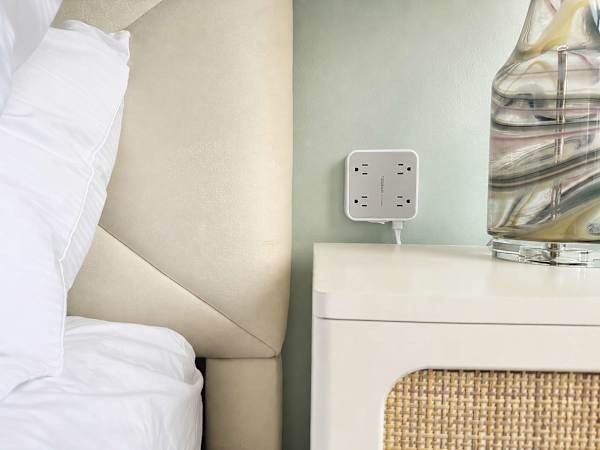 Elevate your bedside convenience with a sleek, minimalist charging hub