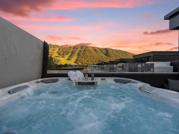 Abode at Sky View, rooftop hot tub, walk to town, stunning views