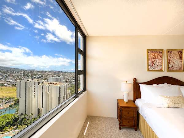 Your bedroom has great mountain views from your window