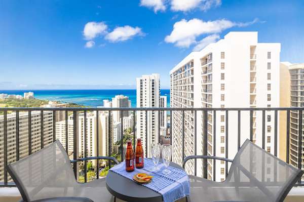 Enjoy the gorgeous ocean view from the balcony.