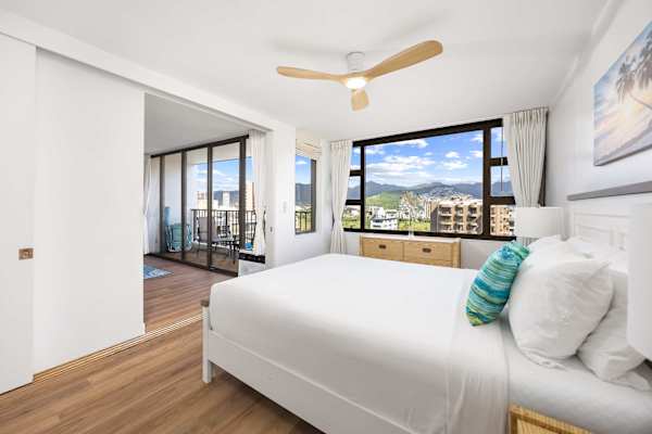 Your bedroom is separated from the living area by a sliding door